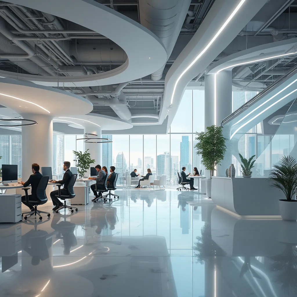 Interior de la moderna y elegante oficina de ConsultFutura con espacios abiertos y luz natural